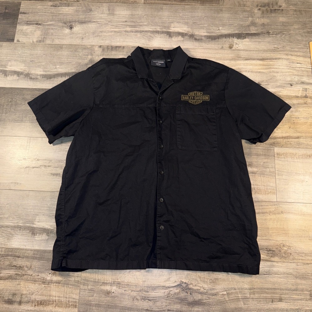 Harley-Davidson Motorcycles Black Button Shirt Men's 2XL Work Mechanic Biker‎
